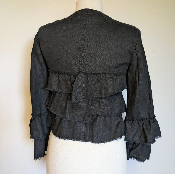 #🌻 129 INC International Concepts Black Ruffle Jacket - Picture 4 of 7
